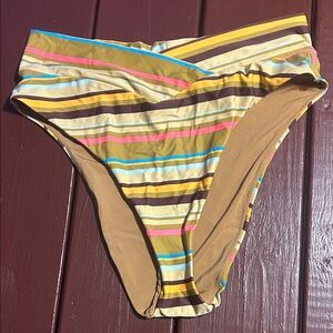 Aerie High-Cut Cheeky Bikini Bottom with Stripes